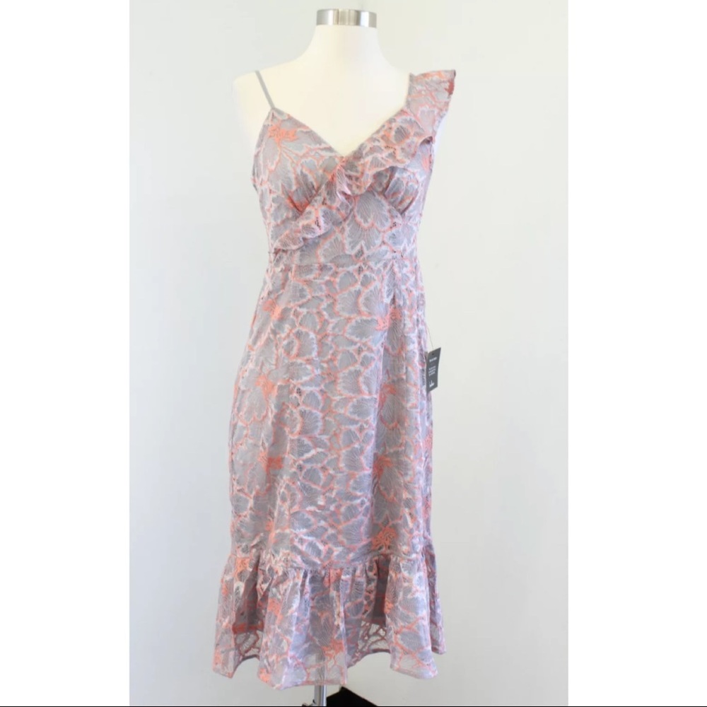 NWT Lulus Ruffle Lace Midi Cocktail Dress - Picture 3 of 8